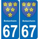 67 Bolsenheim placa etiqueta de registro de la ciudad