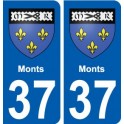 37 Monts ville autocollant plaque stickers