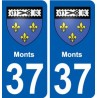 37 Monts ville autocollant plaque stickers
