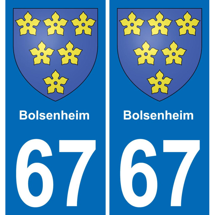 67 Bolsenheim autocollant sticker plaque immatriculation auto ville