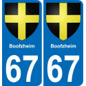 67 Boofzheim autocollant sticker plaque immatriculation auto ville