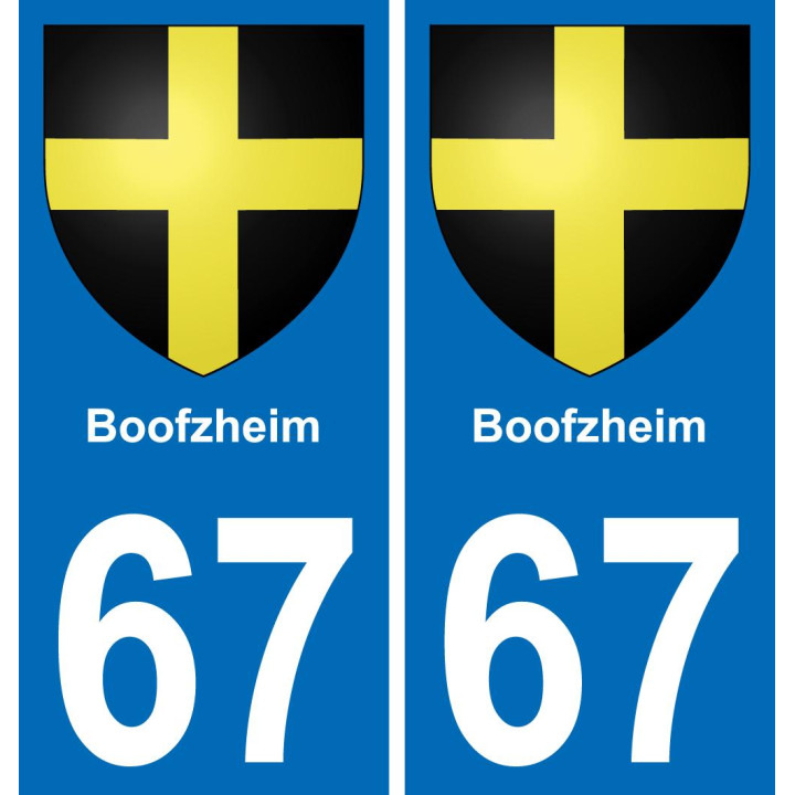 67 Boofzheim autocollant sticker plaque immatriculation auto ville