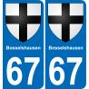 67 Bosselshausen autocollant sticker plaque immatriculation auto ville
