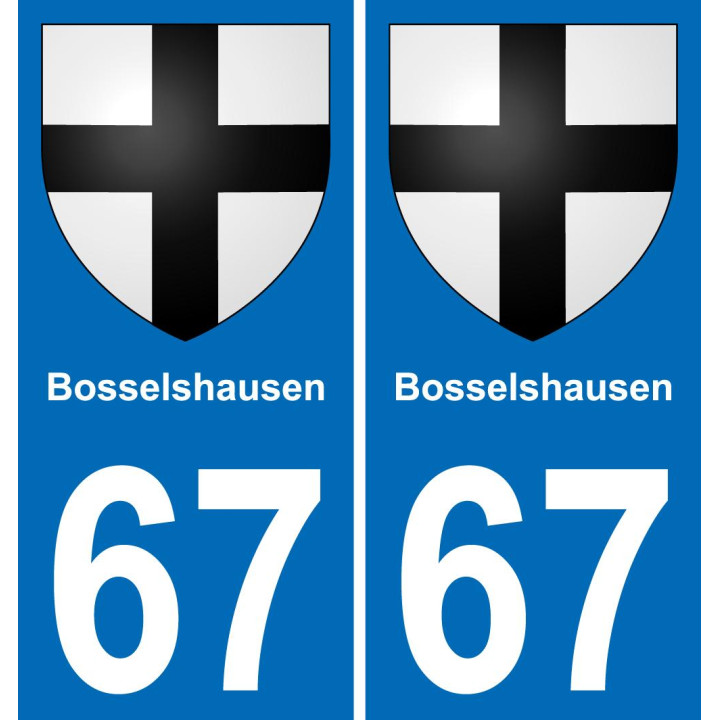 67 Bosselshausen autocollant sticker plaque immatriculation auto ville