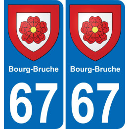 67 Bourg-Brucheautocollant sticker plaque immatriculation auto ville