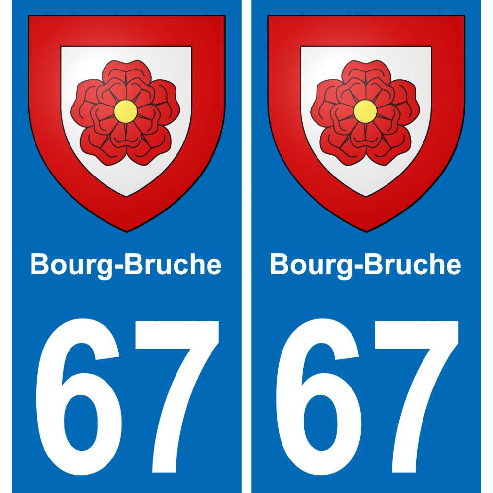 67 Bourg-Bruche placa etiqueta de registro de la ciudad