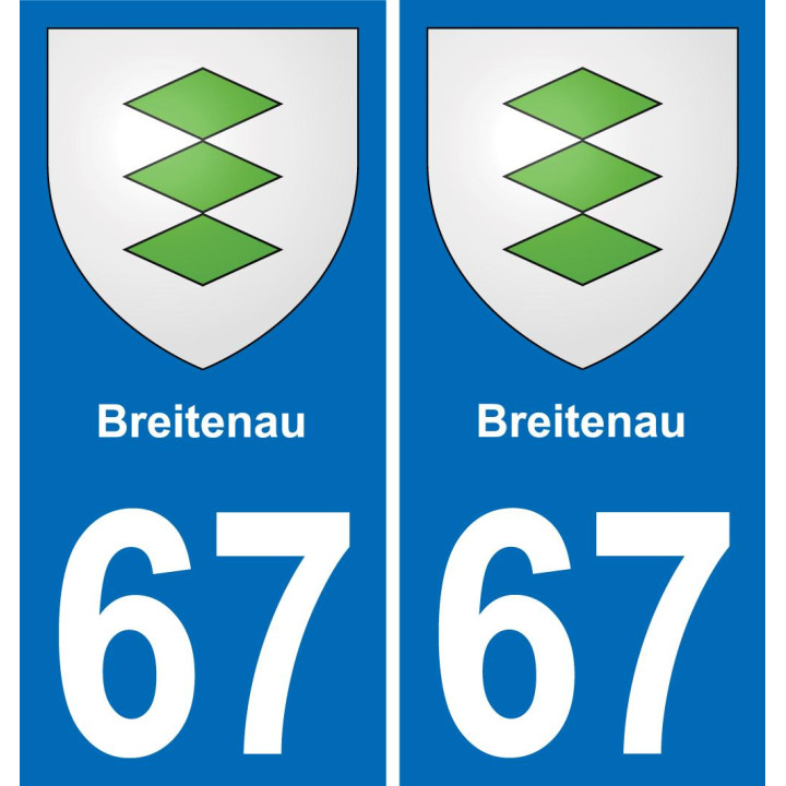 67 Breitenau autocollant sticker plaque immatriculation auto ville