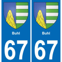 67 Buhl autocollant sticker plaque immatriculation auto ville