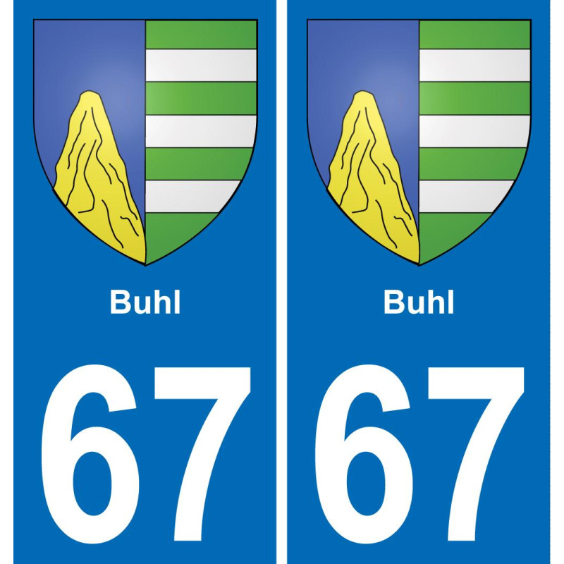 67 Buhl autocollant sticker plaque immatriculation auto ville