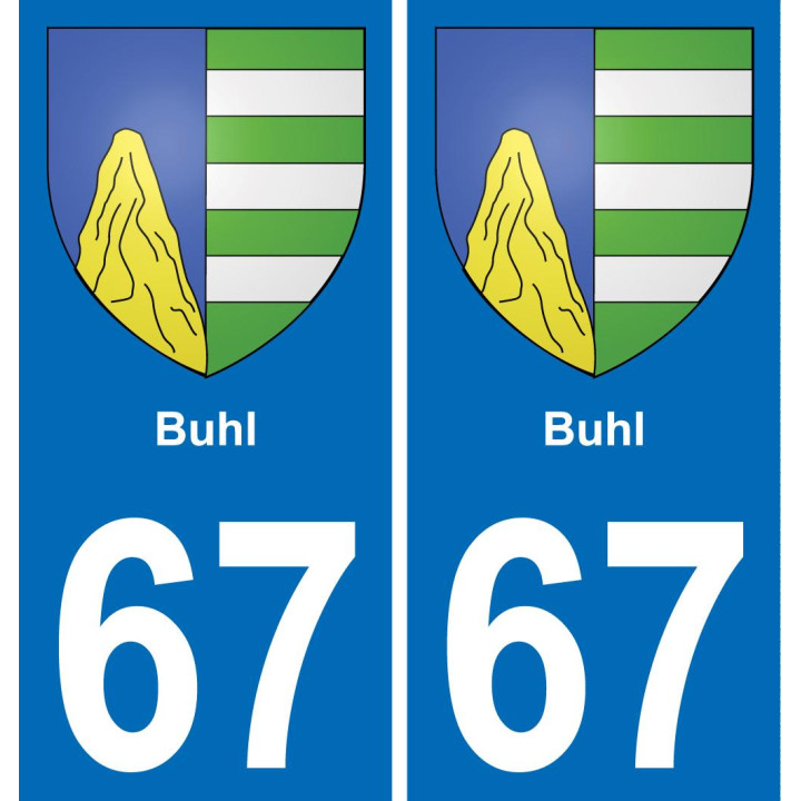 67 Buhl autocollant sticker plaque immatriculation auto ville
