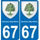 67 Burbach (Bas-Rhin) autocollant sticker plaque immatriculation auto ville