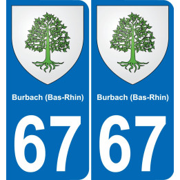 67 Burbach (Bas-Rhin) autocollant sticker plaque immatriculation auto ville