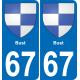 67 Bust sticker plate registration city