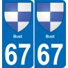 67 Bust sticker plate registration city