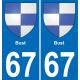 67 Bust autocollant sticker plaque immatriculation auto ville