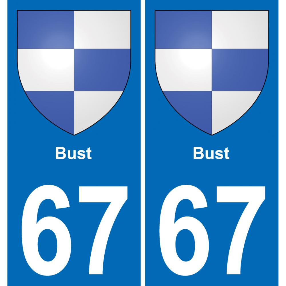 67 Bust autocollant sticker plaque immatriculation auto ville