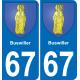 67 Buswiller autocollant sticker plaque immatriculation auto ville