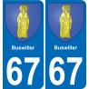 67 Buswiller autocollant sticker plaque immatriculation auto ville