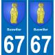 67 Buswiller autocollant sticker plaque immatriculation auto ville