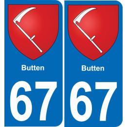 67 Butten autocollant sticker plaque immatriculation auto ville