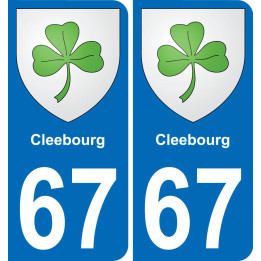 67 Cleebourg autocollant sticker plaque immatriculation auto ville