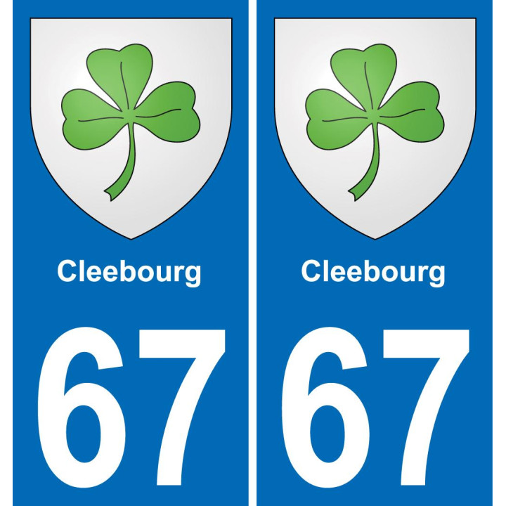 67 Cleebourg autocollant sticker plaque immatriculation auto ville