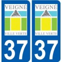 37 Veigné logo ville autocollant plaque stickers