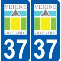 37 Veigné logo ville autocollant plaque stickers
