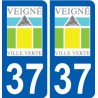 37 Veigné logo ville autocollant plaque stickers