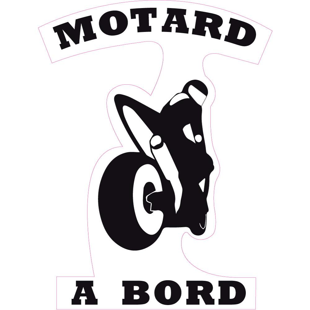Autocollant voiture Motard à bord : Motarde à bord. Sticker auto.