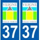37 Veigné logo stadt aufkleber typenschild aufkleber