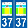 37 Veigné logo city sticker, plate sticker