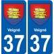 37 Veigné ville autocollant plaque stickers