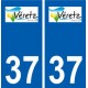37 Véretz logotipo de la ciudad de etiqueta, placa de la etiqueta engomada