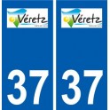 37 Véretz logo ville autocollant plaque stickers