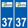 37 Véretz logo ville autocollant plaque stickers