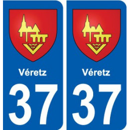 37 Véretz ville autocollant plaque stickers