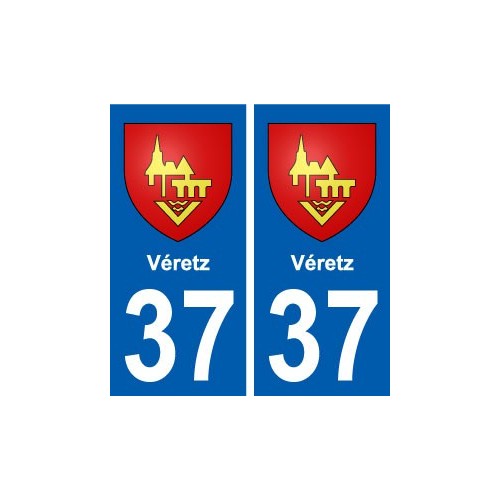 37 Véretz ville autocollant plaque stickers