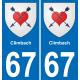 67 Climbach sticker plate registration city