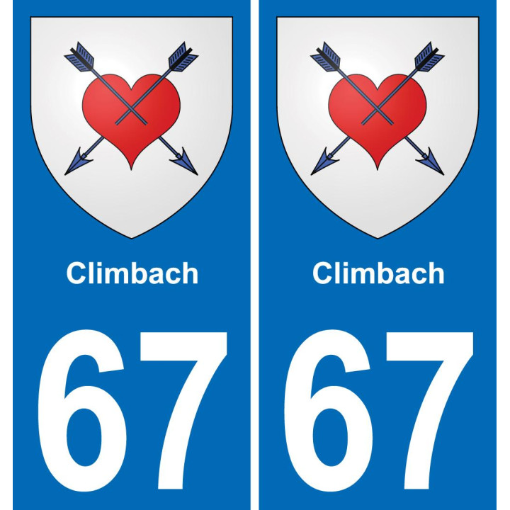 67 Climbach autocollant sticker plaque immatriculation auto ville
