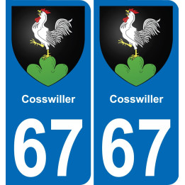 67 Cosswiller autocollant sticker plaque immatriculation auto ville