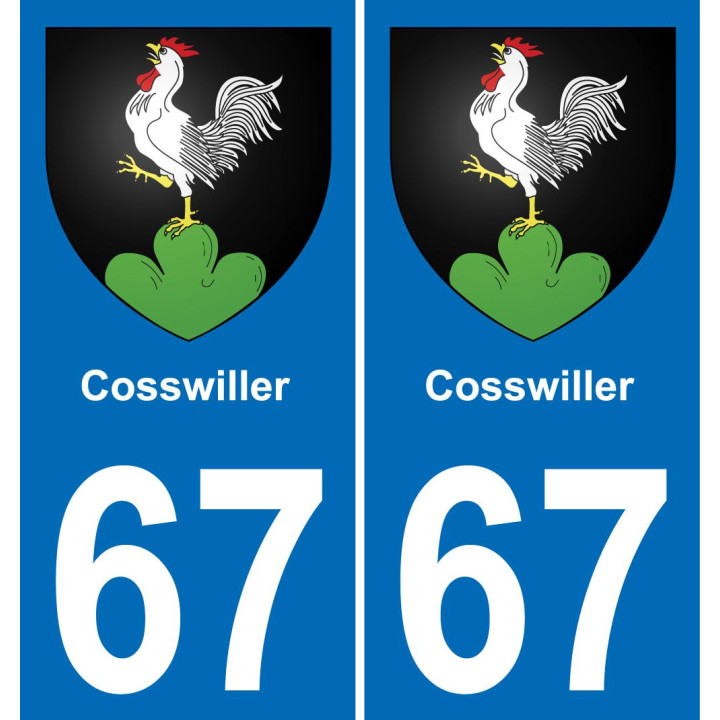 67 Cosswiller autocollant sticker plaque immatriculation auto ville