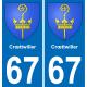 67 Crœttwiller placa etiqueta de registro de la ciudad