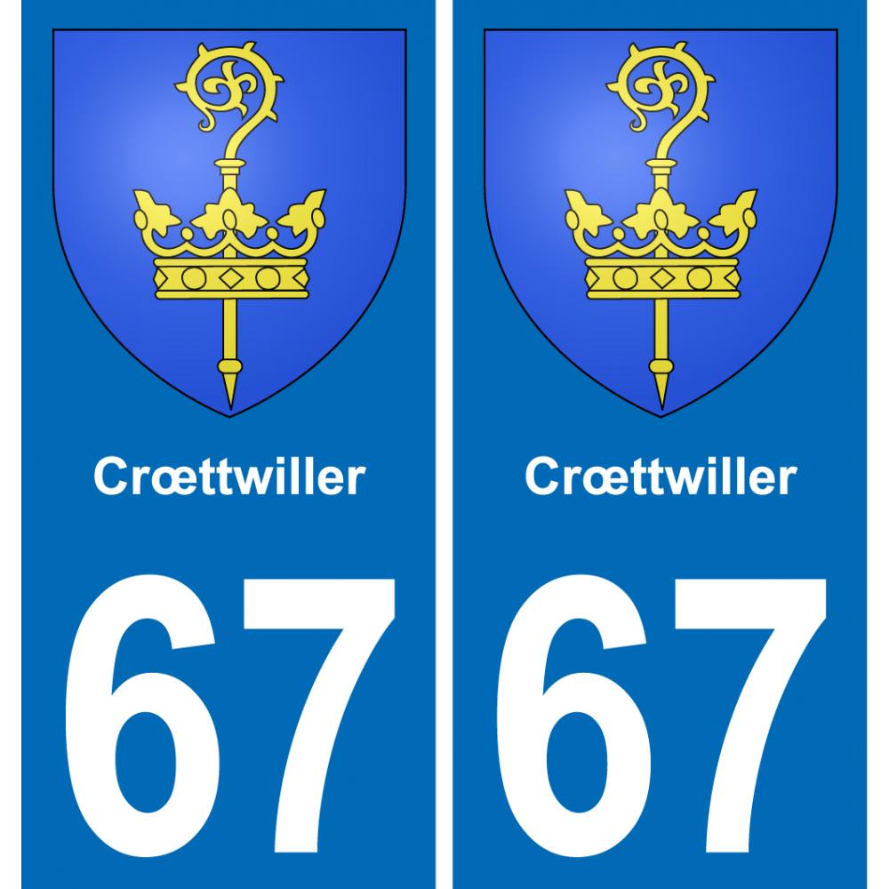 67 Crœttwiller placa etiqueta de registro de la ciudad