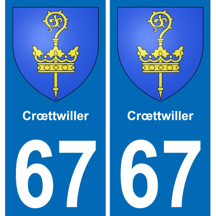 67 Crœttwiller placa etiqueta de registro de la ciudad