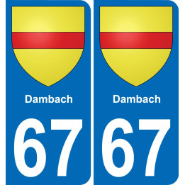 67 Dambach autocollant sticker plaque immatriculation auto ville