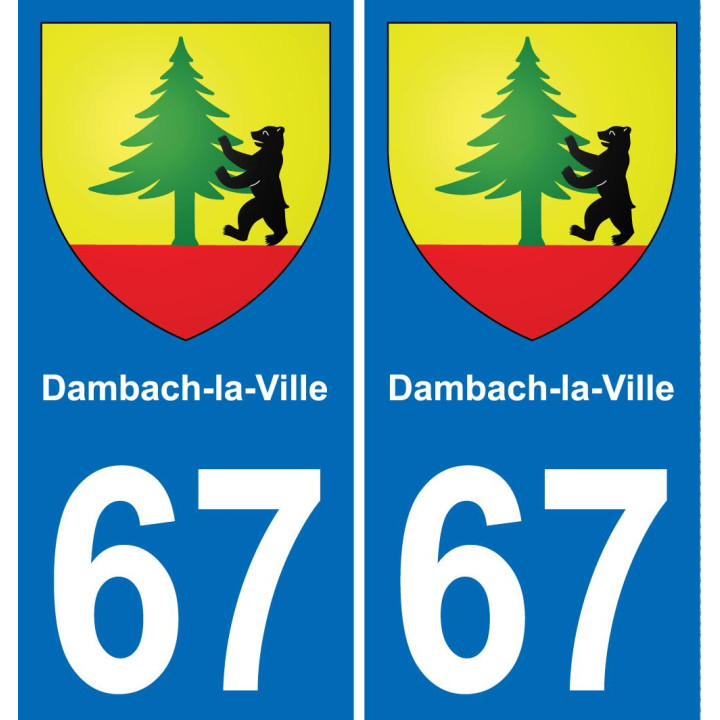 67 Dambach-la-Ville placa etiqueta de registro de la ciudad