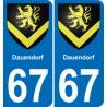 67 Dauendorf autocollant sticker plaque immatriculation auto ville