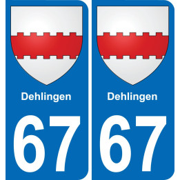 67 Dehlingen autocollant sticker plaque immatriculation auto ville