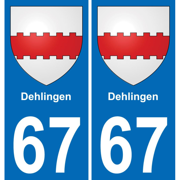 67 Dehlingen autocollant sticker plaque immatriculation auto ville